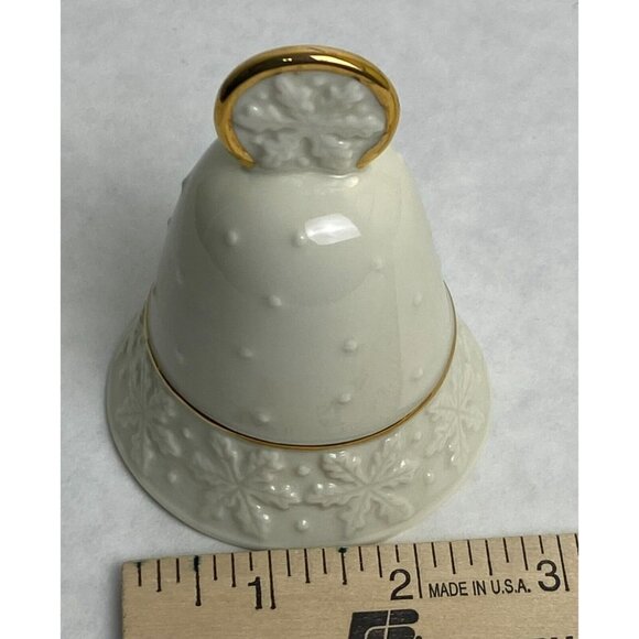 Vintage Lenox Snowflake Bell 3.5" Gold Accents Cream Porcelain Holiday Decor - Picture 9 of 9